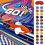 WERNNSAI Pin The Wheels on The Car Games - Car Birthday Party Supplies Race Cars Party Games Poster with 24 Pcs Stickers for Kids Boys Baby Shower Classroom Activities