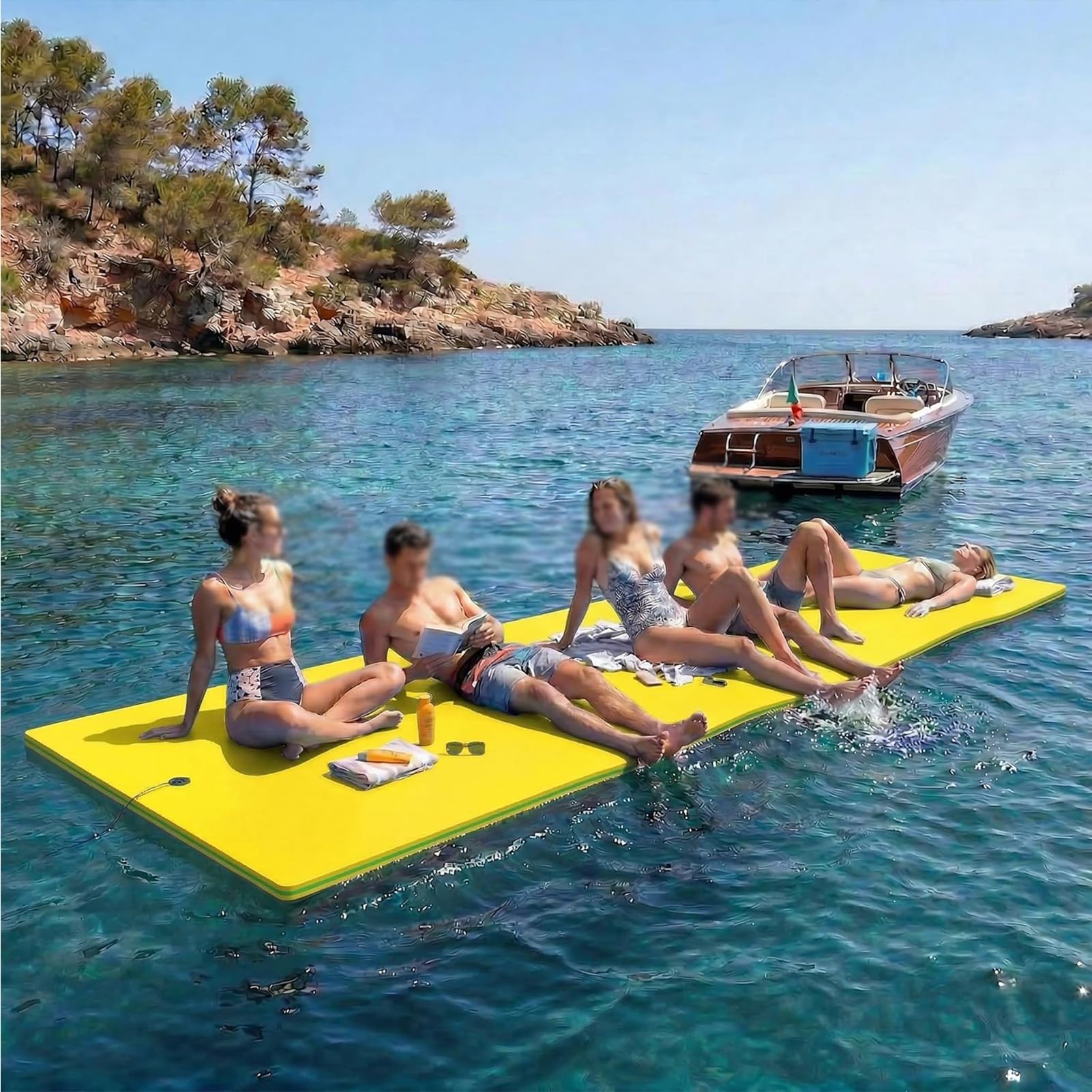 Tapis d'eau flottant en mousse pour piscine, lac et plage, idéal pour plusieurs utilisateurs, parfait pour les sports et activités nautiques, design durable et léger