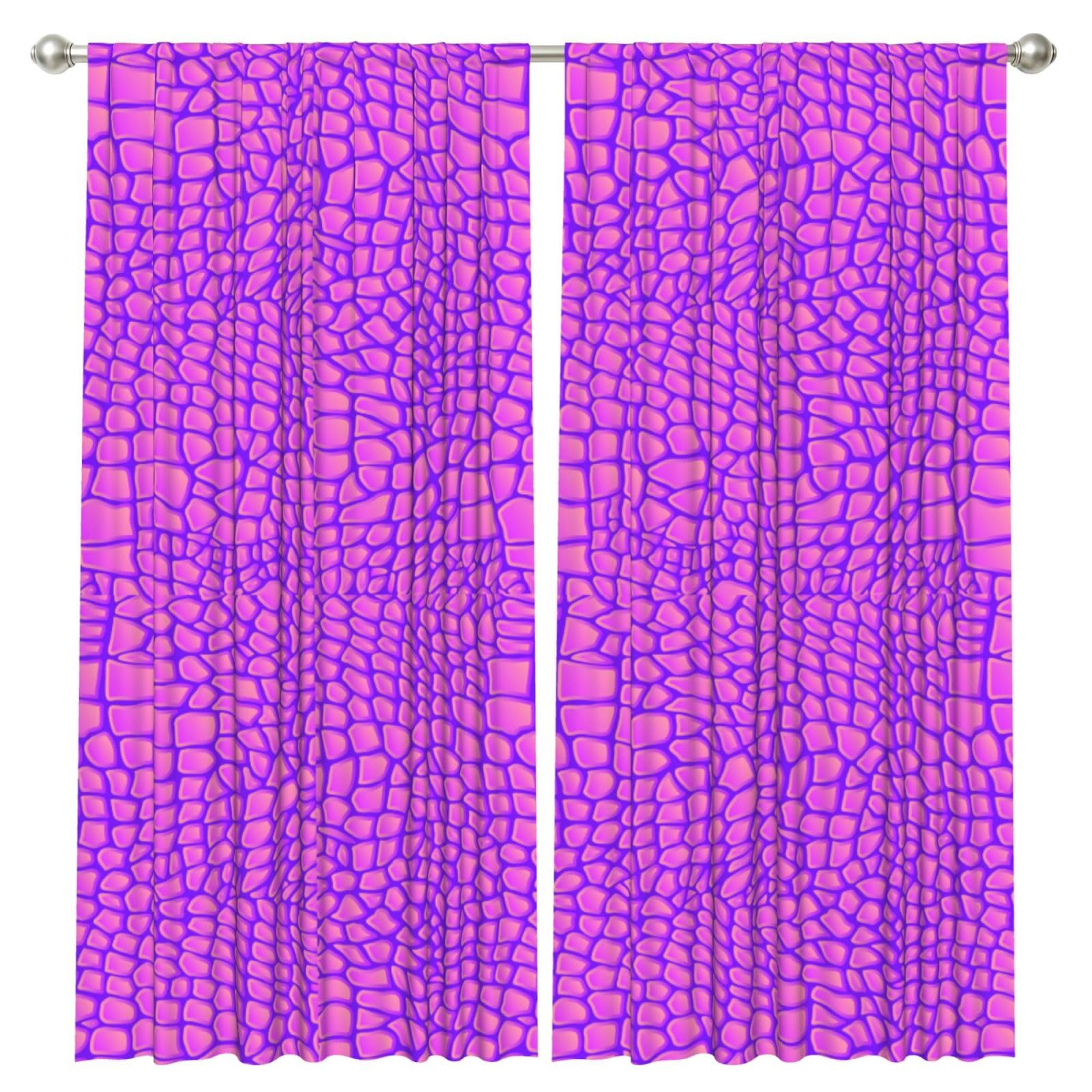 InOmak Pink Crocodile Alligator Skin, 2 Panels Window Curtains 52 x 84 Inch Blackout Curtains for Living Room Bedroom
