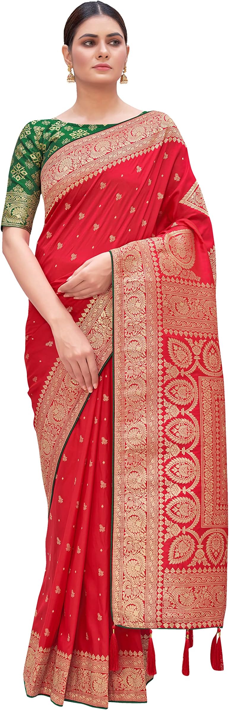 Women's Woven Silk Saree With Blouse Piece (4504_Color)