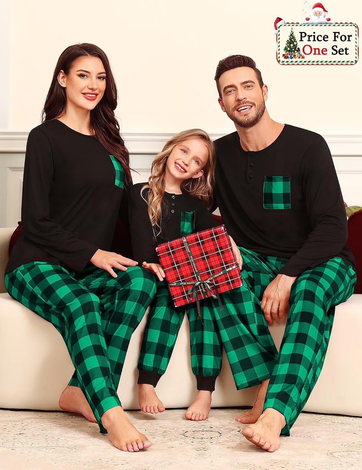 SWOMOG Family Christmas Matching Pajamas Set Women/Men/Kids Modal Pajama 2 PCS Long Sleeve Sleepwear Sets with Pockets image 3