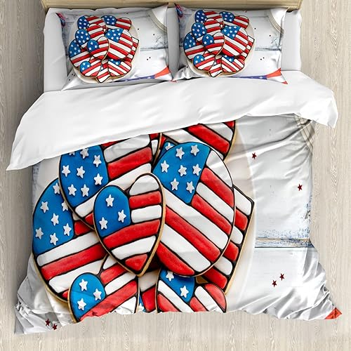 Miniatura 65 de Ambesonne Synthwave Duvet Cover Set, Abstract Halftone Inspired Dos with Colorful Retro Zigzags Graphic, Decorative 3 Piece Bedding Set with 2