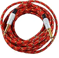 Cabo De Guitarra Mono Nylon P10 Para P10 Dourado 6.5mm 5 Metros Vermelho 8 1 067