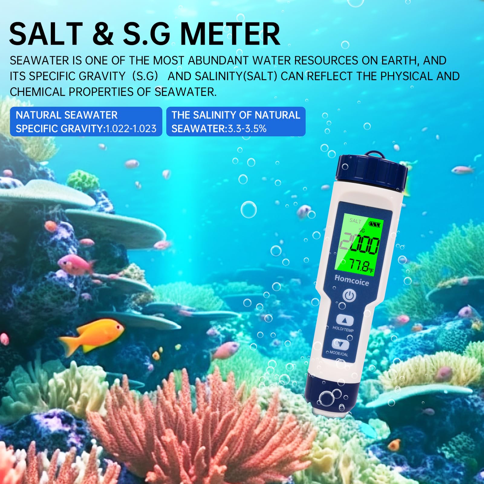 Misuratore pH digitale 7 in 1, professionale PH TDS EC SALT ORP S.G Temperatura Meter, Tester Qualità Acqua d'alta precisione per acquari, piscine, acqua potabile e idroponica