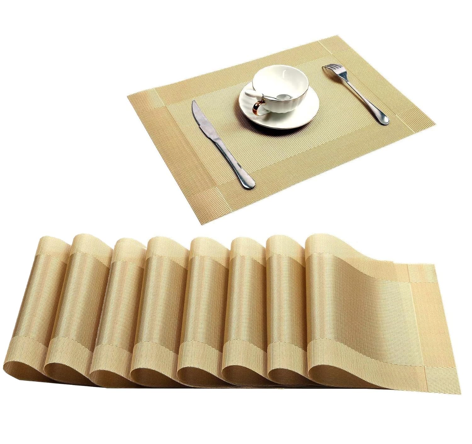 Buy WOODTULA Placemats Set of 8 Dining Room Table Mats Woven PVC