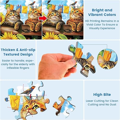Miniatura 4 de 6 paquetes de rompecabezas de 24 piezas grandes para personas mayores, rompecabezas de demencia para adultos mayores, fácil rompecabezas de memoria