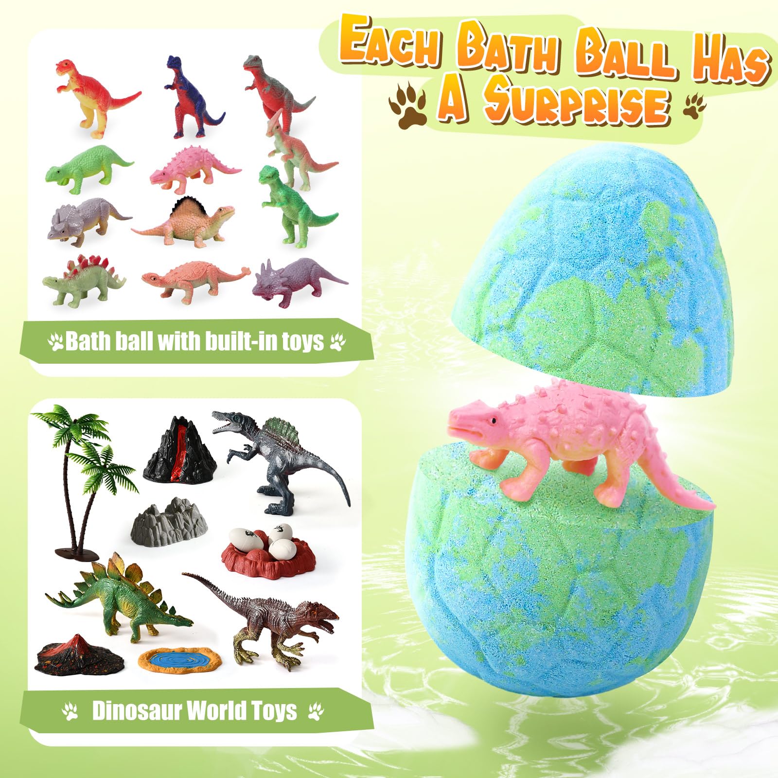 Bombes de Bain pour Enfants Surprise,12Pcs Boule de Bain Jouets Dinosaures Bubbles Cadeau de Bombes Douche Aromatherapie Jouets Fournitures de Loisirs Créatifs Anniversaire pour Garçons Filles