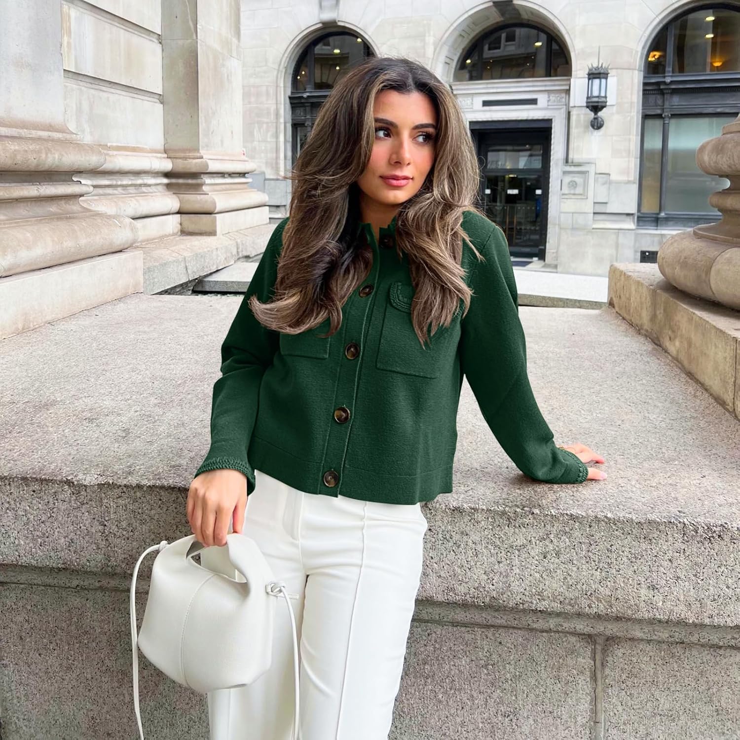 Shy Velvet Women 2026 Shackets Jacket Patch-Pocket Sweaters Merino Cardigan Open Front Button Down Cropped Jackets - Image 4