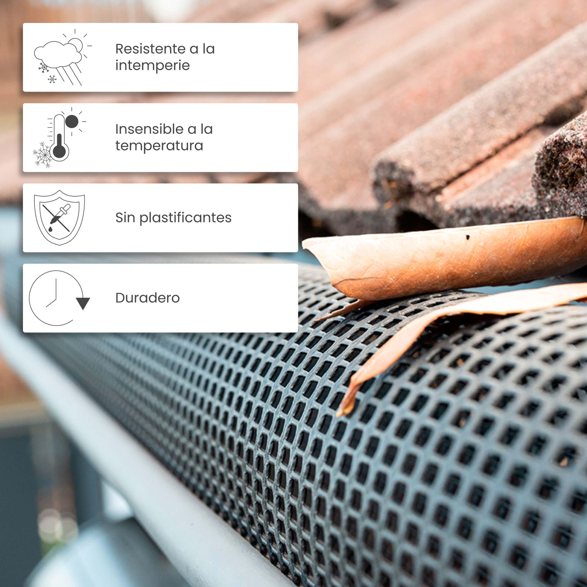 INEFA 10x Rejilla antihojas 68mm x 2m Negro plástico | Protección antihojas para canalones, rejilla de canalón de polietileno, protección de canalón, protección contra hojas