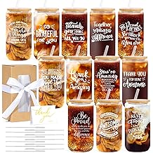 12 Set Employee Appreciation Gifts Bulk, Thank You Gifts for Coworker Staff Teacher Nurses Team, 16oz Can Shaped Beer Glass Cups Gift Box with Card for Women Men, Teacher's Day/Nurses Week