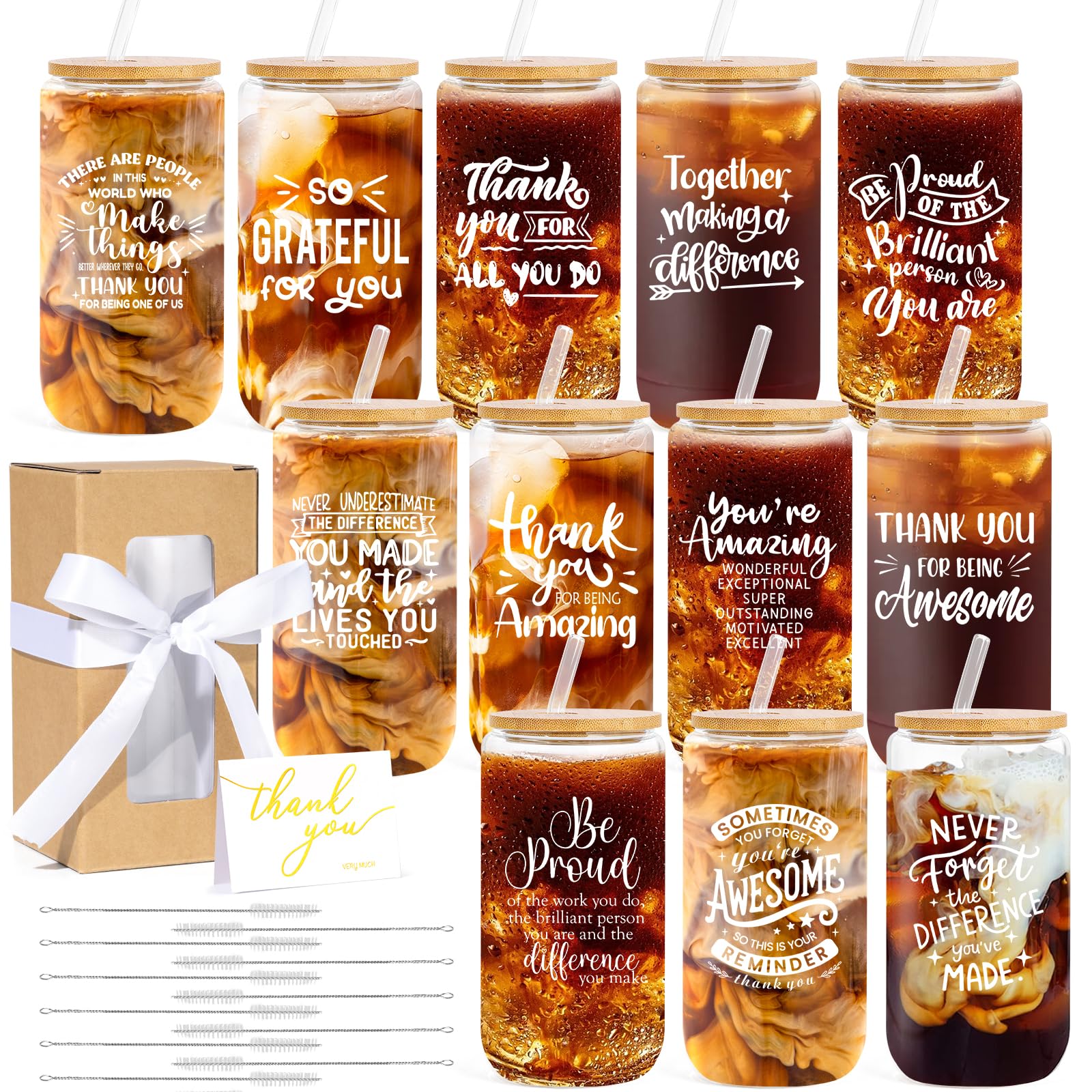 GiftPioneer 12 Set Employee Appreciation Glass Cups