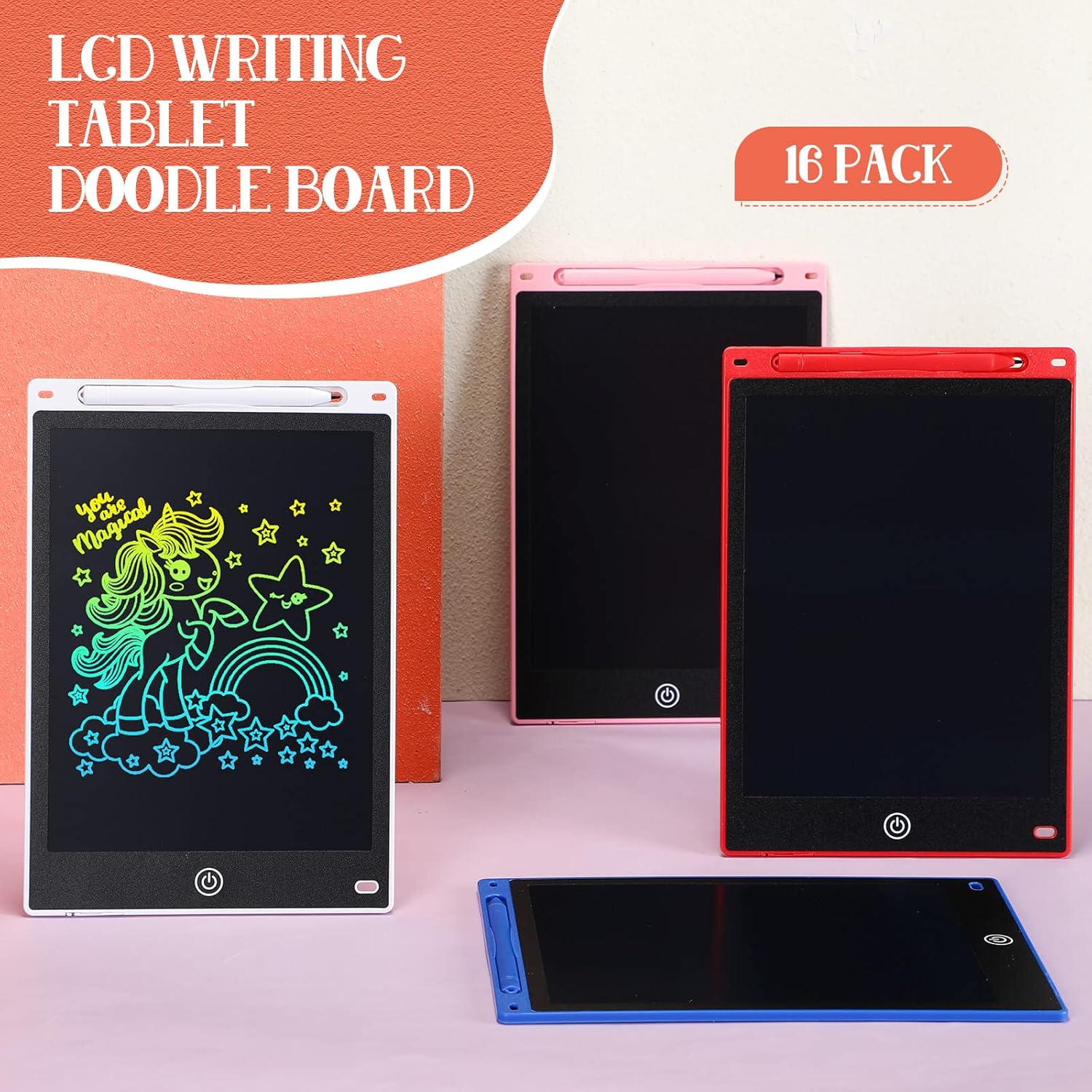 Tinlade 16 Pack LCD Writing Tablet 10 Inch Bulk Kids Drawing Pad Erasable Toddler Doodle Board Reusable Colorful Electronic Drawing Tablets Educational Toys Gifts for 6 7 8 Years Old Boys Girls