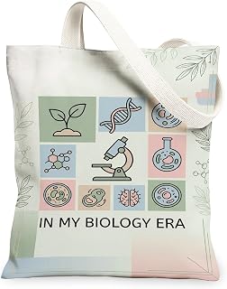 Biology Science Quote Microscope Minimalistic Canvas Tote Bag 13x15 Inch