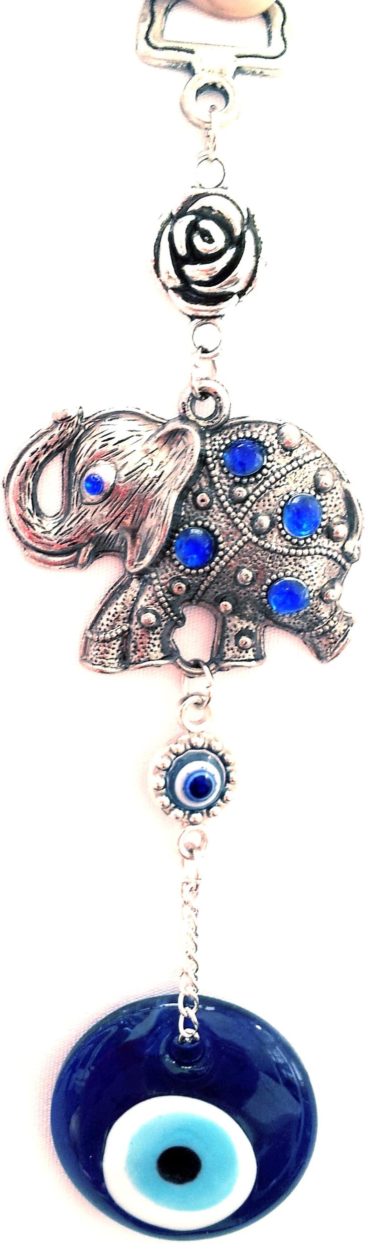 Blue Evil Eye with Elephant Hanging Decoration Ornament (with a Betterdecor Pouch)-026