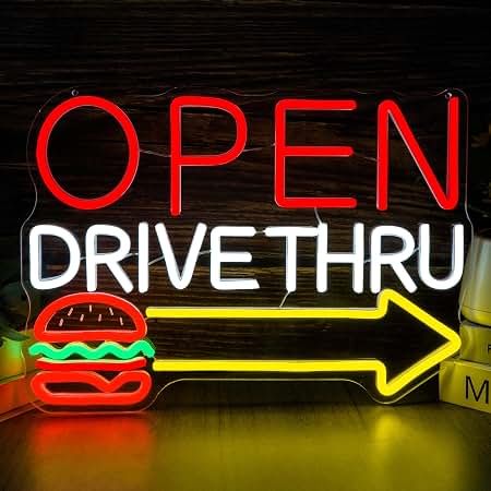 Amazon.com: Burgers Open Neon Sign for Wall Décor Dimmable
