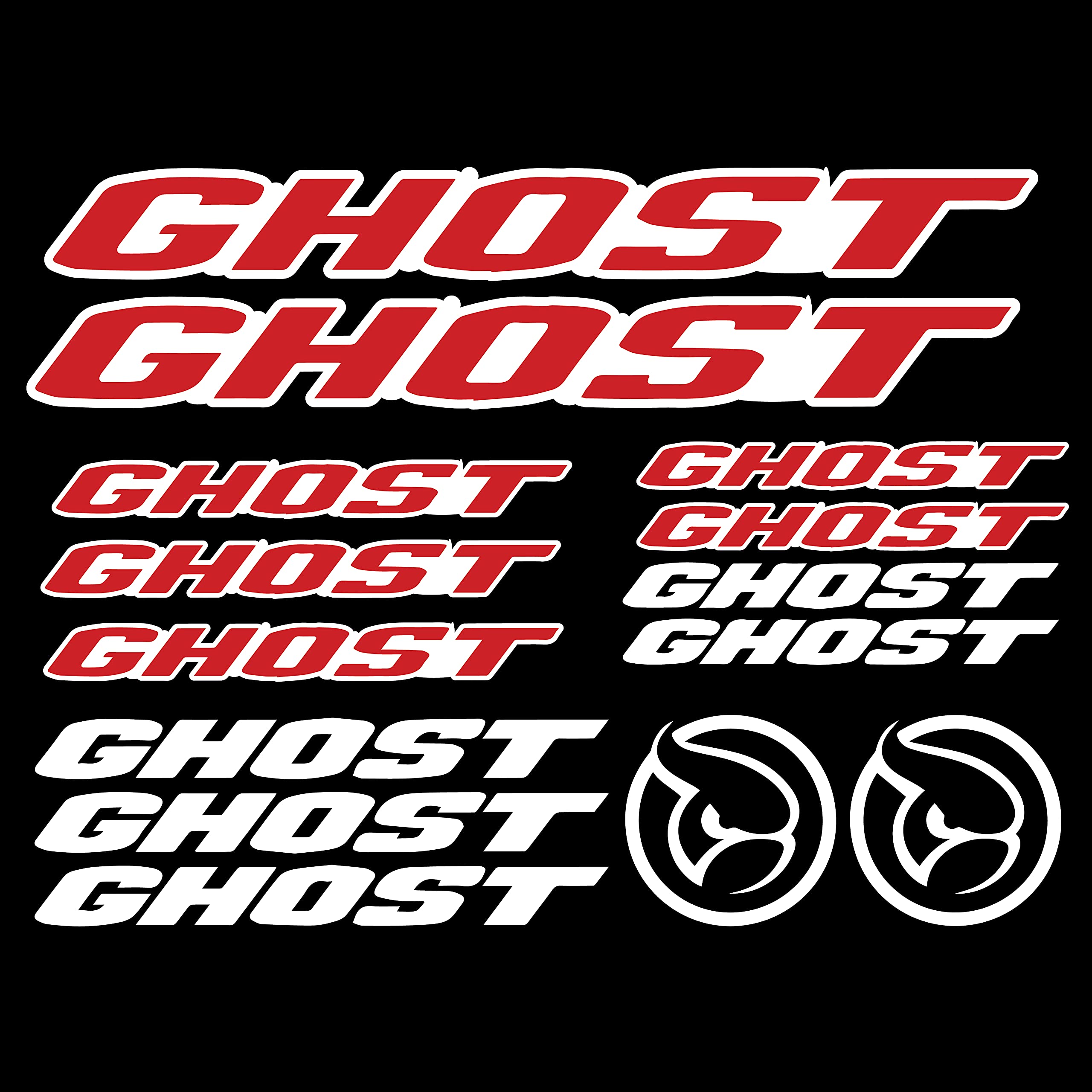 VVWV Gosht Bicycle Self-Adhesive Stickers And Graphics For Cycle Body Frame Mountain Bike Racing Combo Red And White Vinyl Die-Cut Decals Pack Of 14