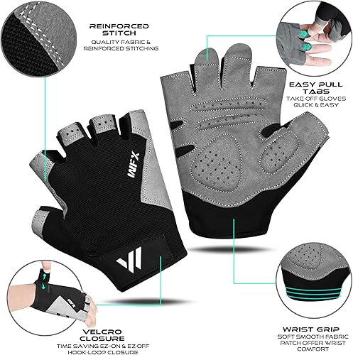 Miniatura 9 de Guantes de gimnasio para entrenamiento de fitness, antideslizantes, absorben los golpes, guantes de levantamiento de pesas, agarre acolchado,