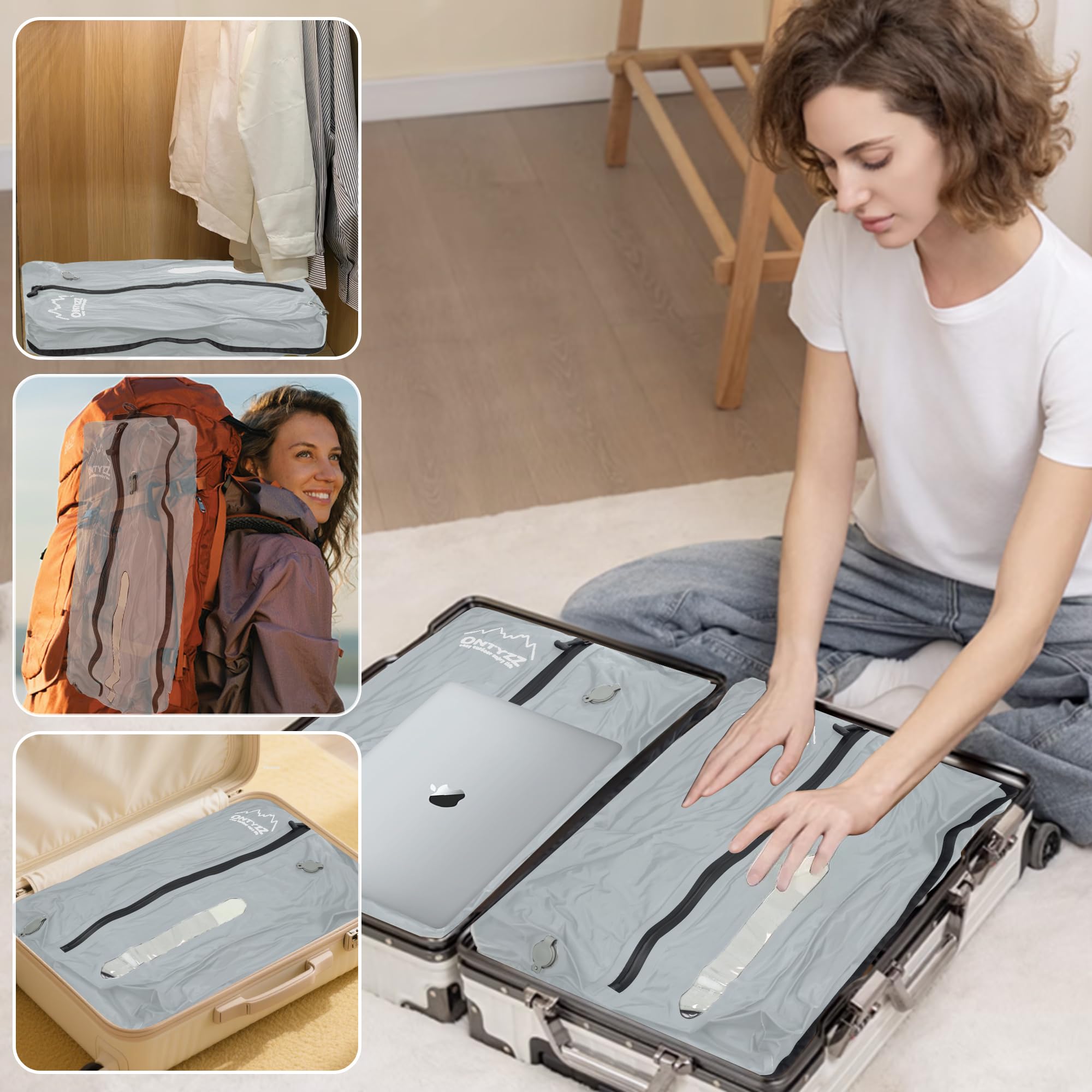 Bolsas de Vacío para Ropa Reutilizable TPU Bolsas Vacio Ropa Viaje con Cremallera Impermeable Organizadores para Maletas para Maleta Mochila Equipaje de Mano Bolsas Ahorradoras de Espacio