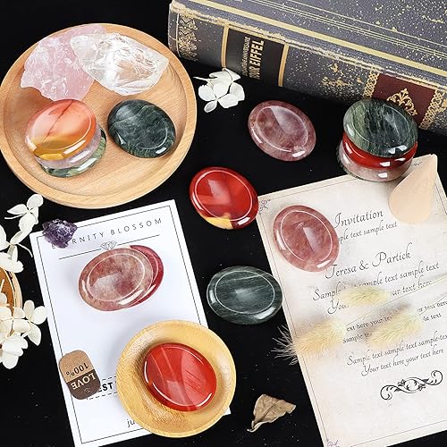 Miniatura 6 de Artistone Piedra de preocupación de jaspe verde de 2.0 pulgadas para la ansiedad, cristal y curación, piedras preciosas ovaladas pulidas para el