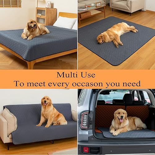 Miniatura 6 de Paquete de 5 almohadillas lavables para orina de 36 x 48 pulgadas, almohadillas reutilizables para orina de perros, almohadillas para cachorros,