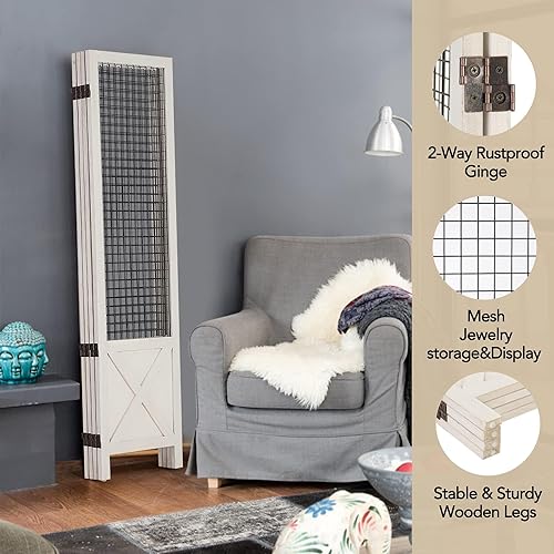 Miniatura 5 de Wnutrees Pantalla de rejilla de 4 paneles, tablero portátil independiente para manualidades, exposiciones de arte, venta al por menor, eventos,