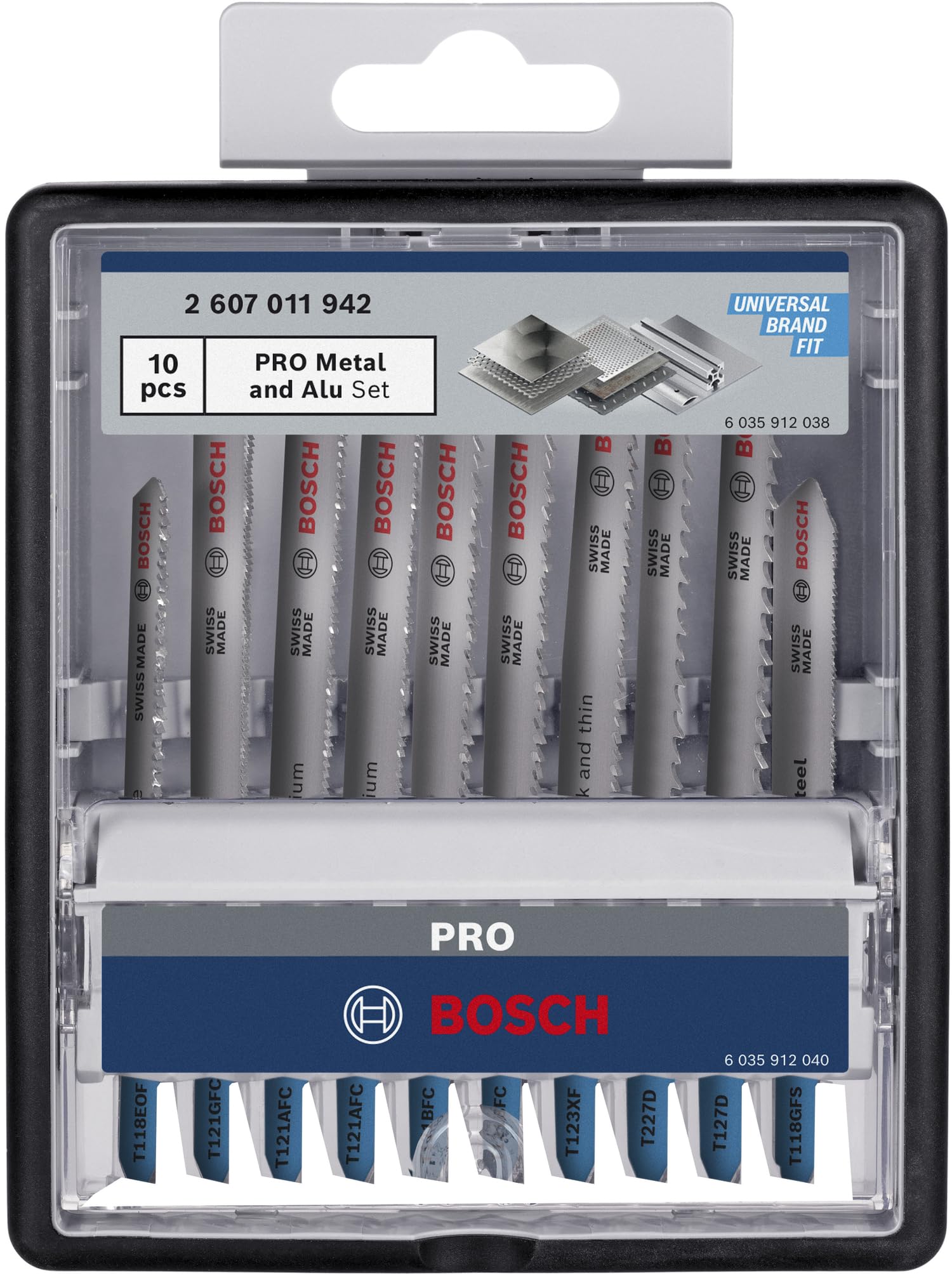 Bosch 10x Kit de lames de scie sauteuse PRO Metal and Alu, 10 pièces (pour Tôles en acier inoxydable, Tôles en acier, Longueur 92 mm, Professional Accessoire Scie sauteuse)