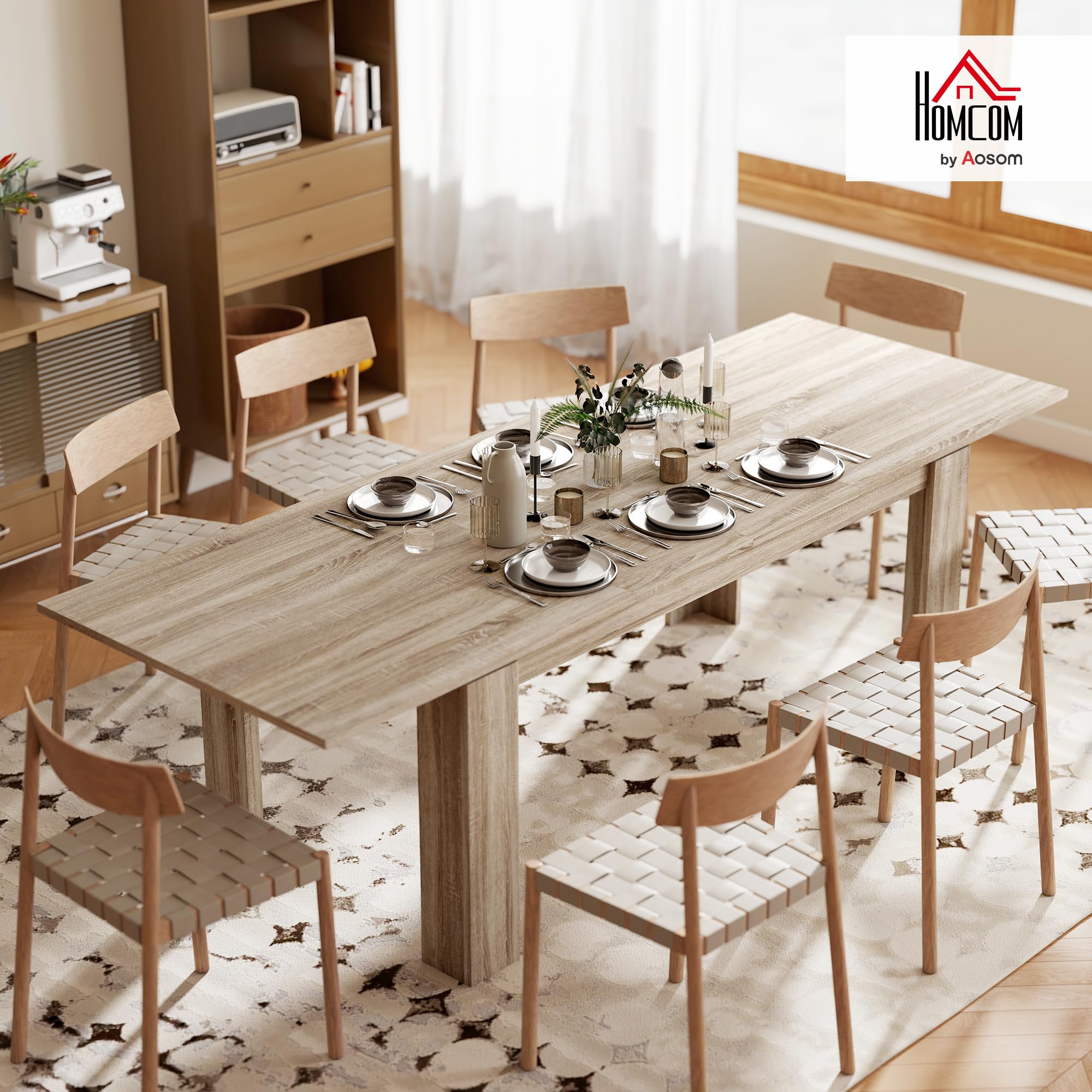 HOMCOM Esstisch ausziehbar 180-260 x 90 cm für 8-10 Personen Eiche