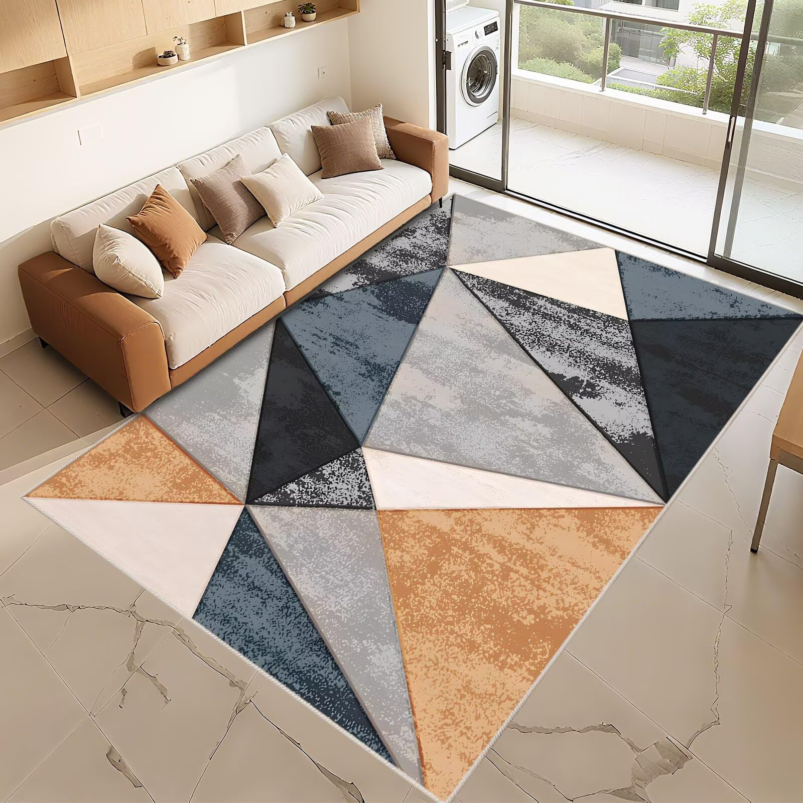 Tapis de chambre ado lavable brun gris 60x90cm plat