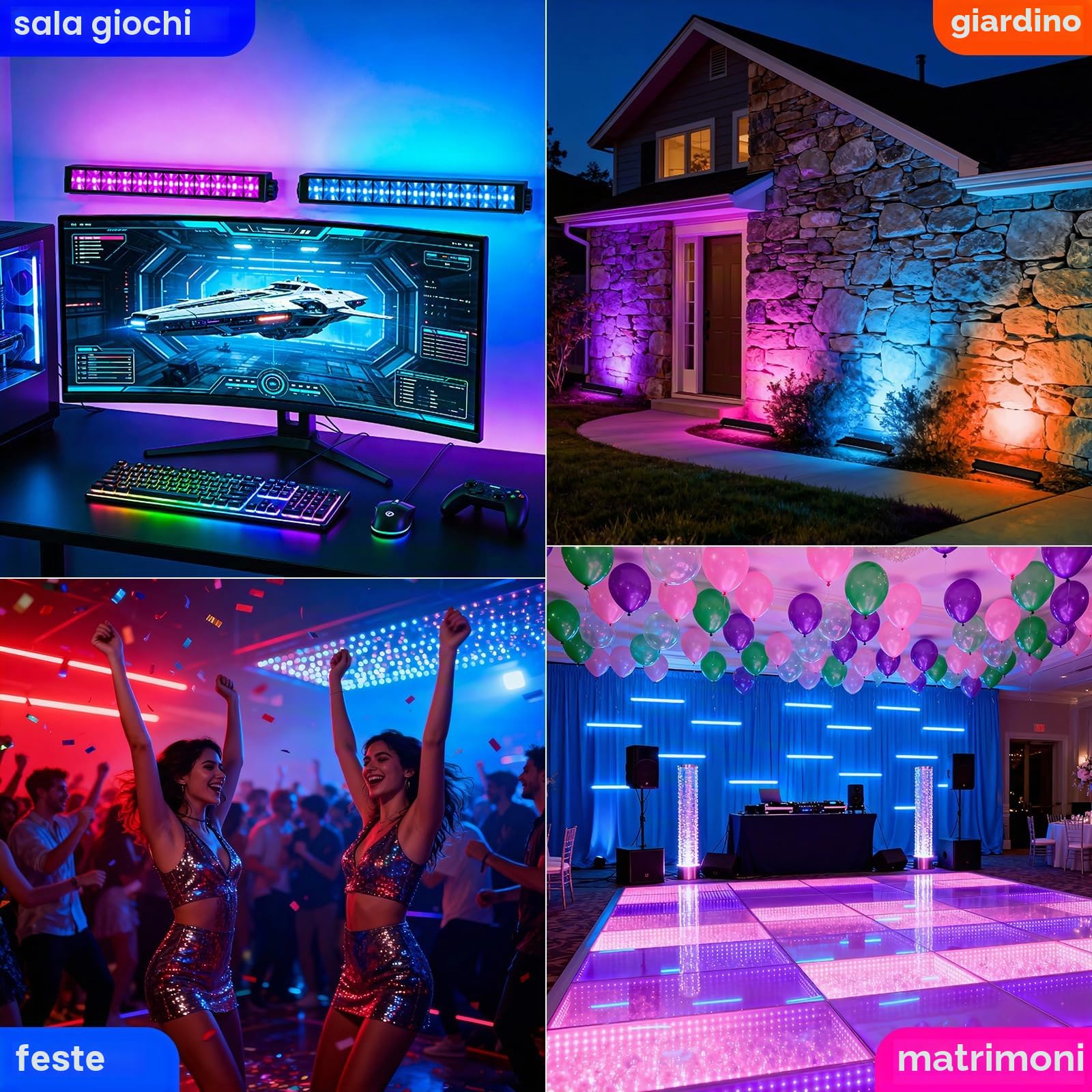 2PCS Faretto RGB, 30 W RGB LED Wallwasher con telecomando a 360°, faretto LED per esterni, IP66, impermeabile, timer, effetti di luce LED per discoteca, Halloween, Natale