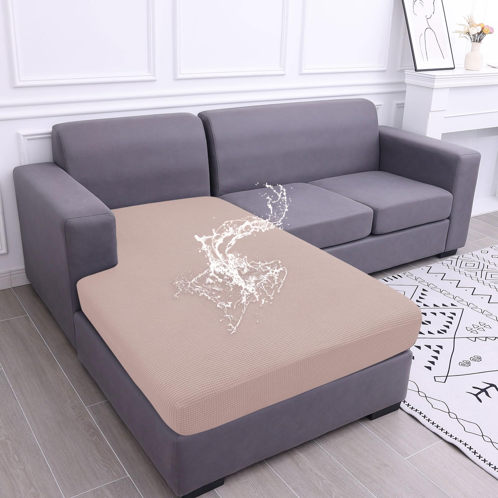 hyha Waterproof Sectional Couch Covers, Non Slip Sofa Cushion Covers