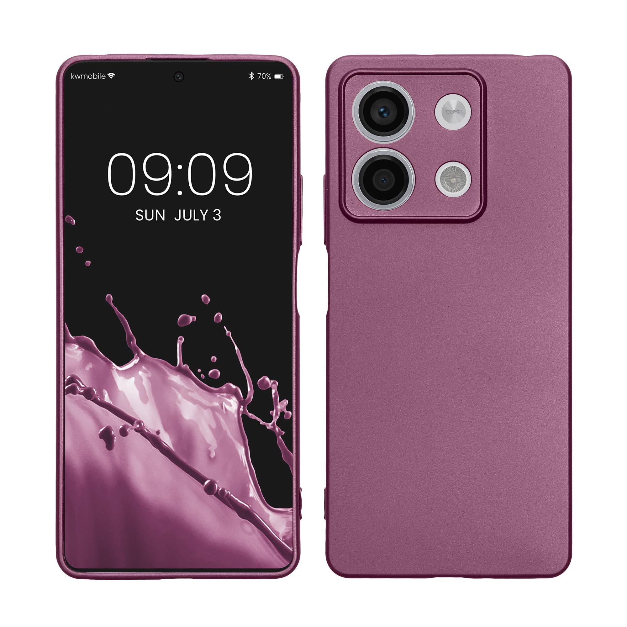 kwmobile Case Compatible with Xiaomi Redmi Note 13 5G Case - Soft Slim Metallic TPU Silicone Cover - Metallic Lavender