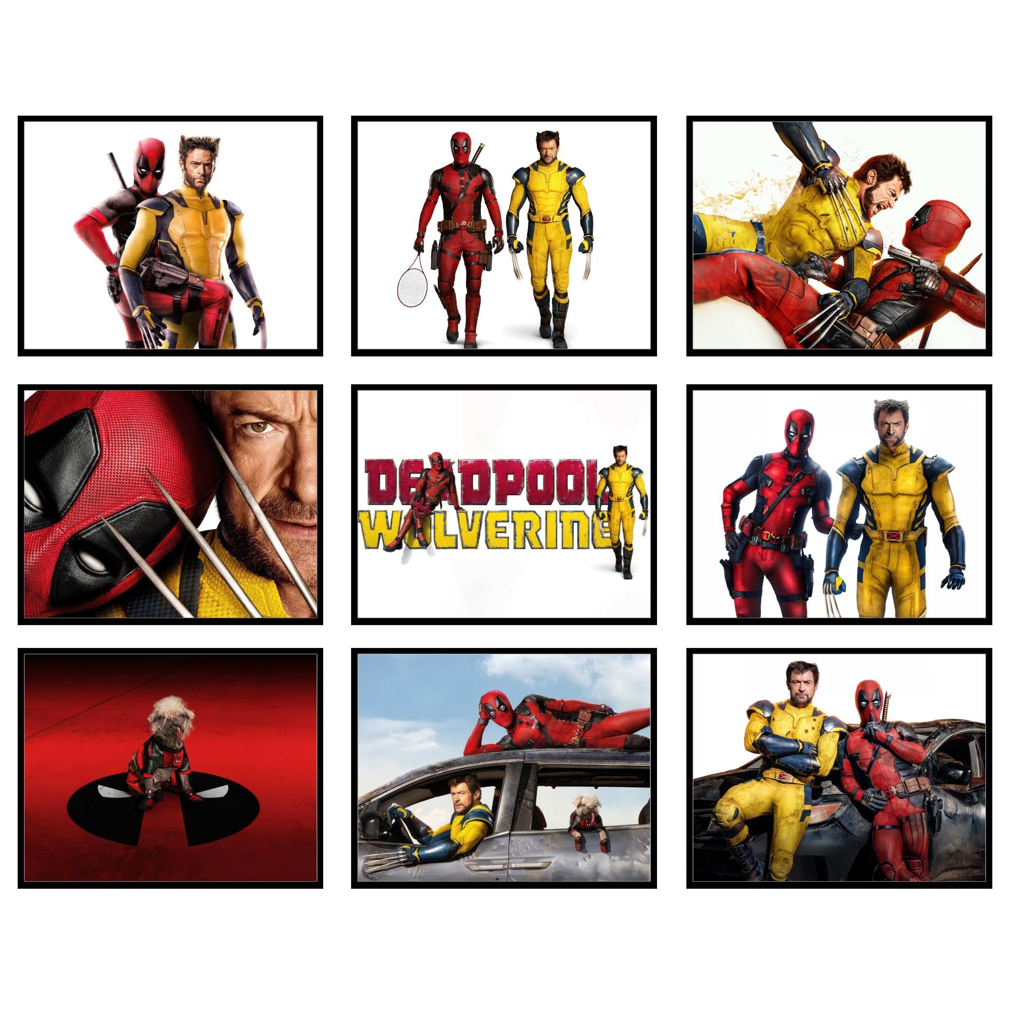 BigWig PrintsDeadpool and Wolverine Poster - Deadpool Poster, Wolverine Merch, Superhero Movie Wall Art, Merchandise Room Decor Pictures Artwork Decorations, Gifts - Unframed Set of 9 (8x10)