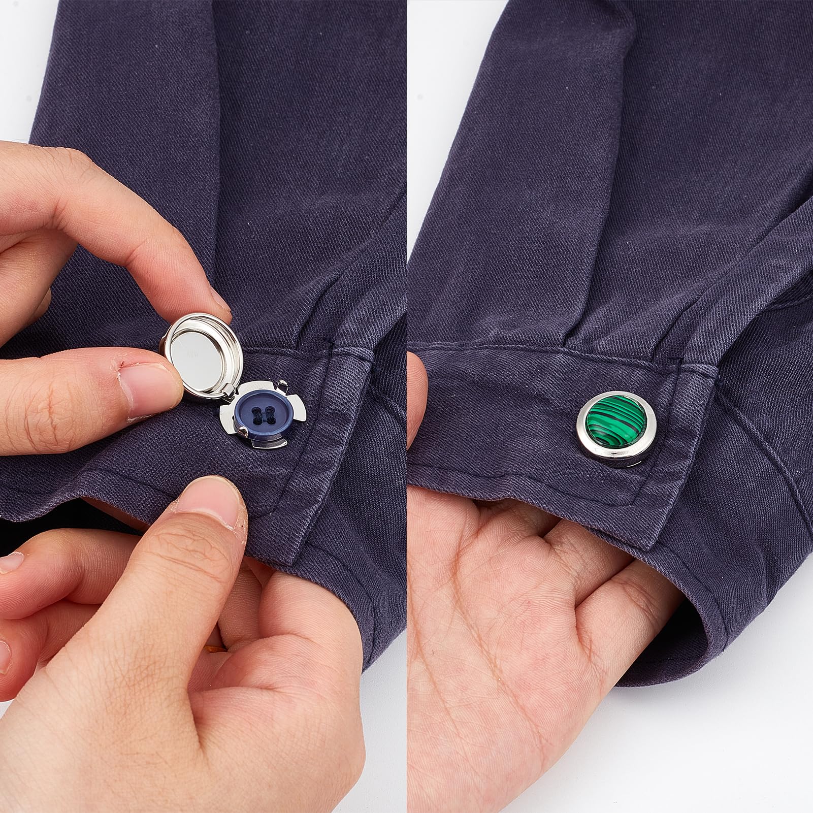 NICENEEDED 2 PCS Couvre Boutons pour Chemises pour Hommes Boutons de Manchette Vert Bouton de Manchette Boutons de Manchette Cache Boutons Accessoires pour Robe