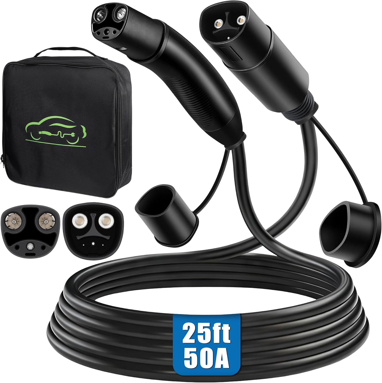 Tesla Extension Cable 50A 240V 12KW 25FT, EV Charger Extension Cord with NACS Plug for Level 1/2 Tesla Mobile Charger/Wall Connector, Compatible with Model Y/3/X/S, Portable Carry Bag, IP55 Rating