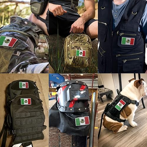Miniatura 7 de Anley Parches tácticos bordados con la bandera de México (paquete de 2)  2 x 3 pulgadas bandera mexicana uniforme militar para coser emblema