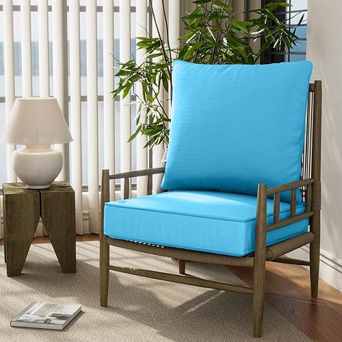 Miniatura 7 de Juego de cojines de asiento profundo para exteriores de 24 x 24 x 6 pulgadas, cojines de repuesto impermeables y resistentes a la decoloración,