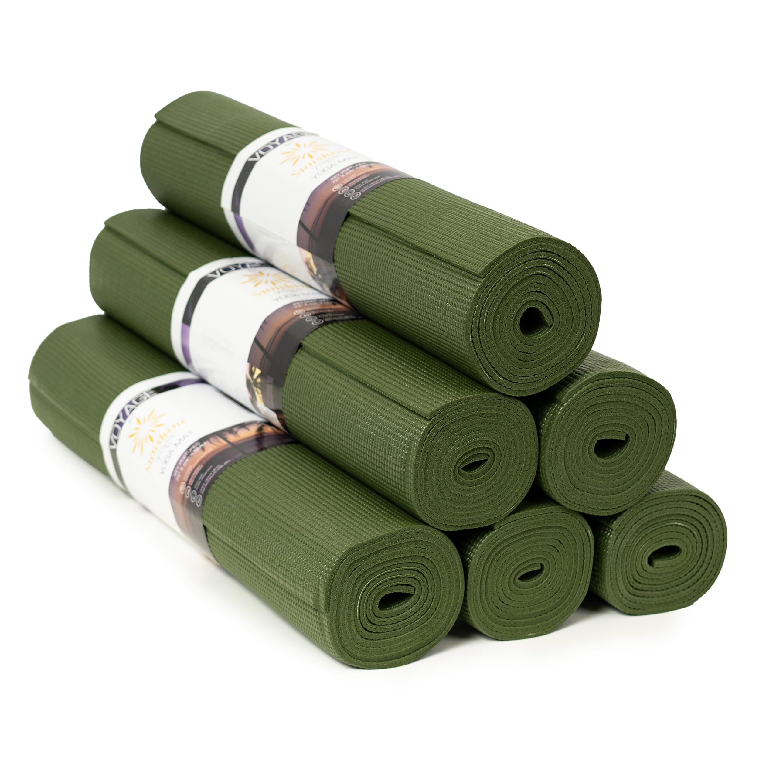 Sunshine Yoga Voyage Yoga Mat, 6 Pack, 72" x 24" Professional Studio and Gym Bulk Yoga Mats, 5mm Thick, Durable, Anti-Tear, Non Slip Fitness and