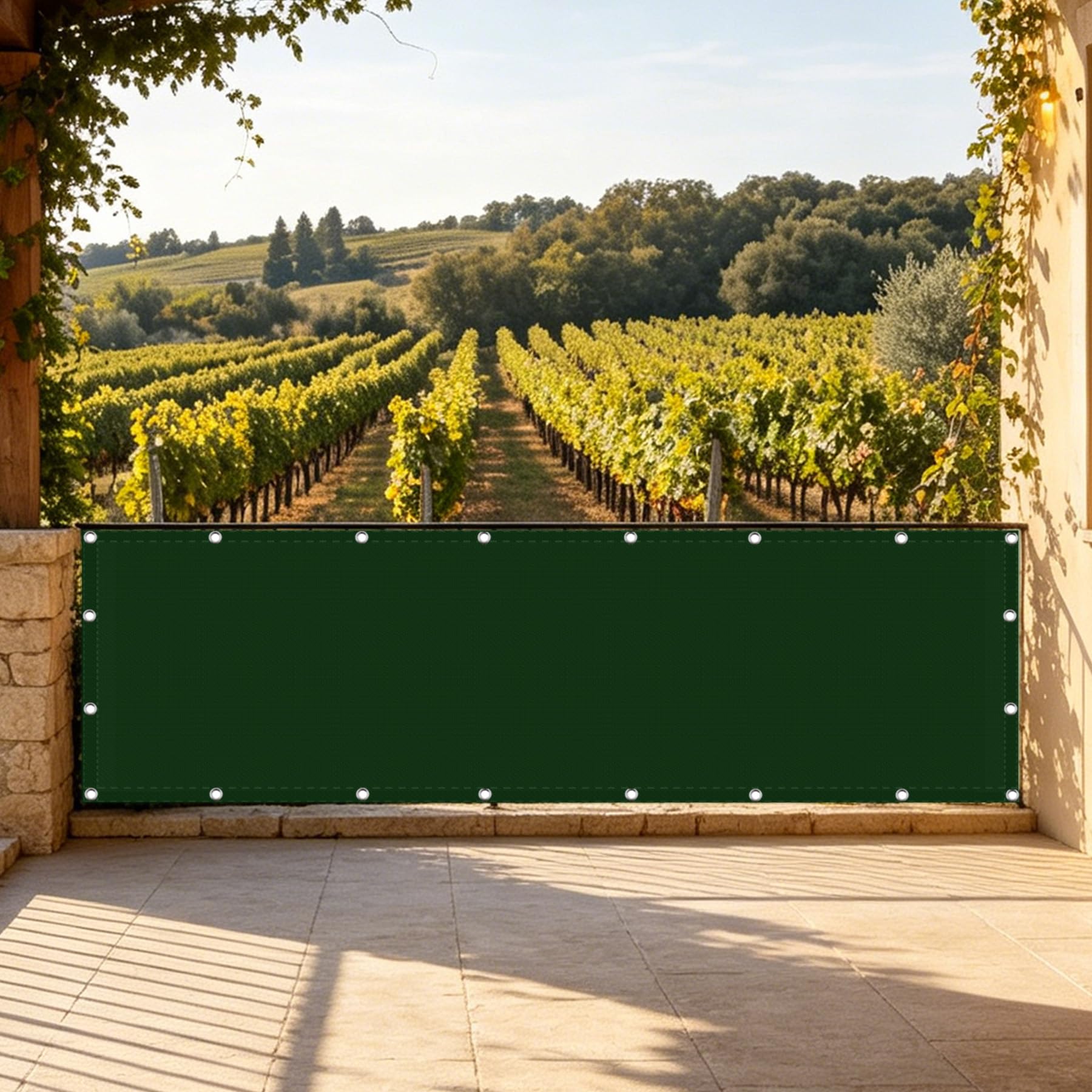 Frangivisto Balcone 70 x 700 cm Protezione Privacy, Protezione Uv, Antivento e Impermeabile, Solare Cache Vue Balcon con Fascetta per Ringhiera, Verde Scuro