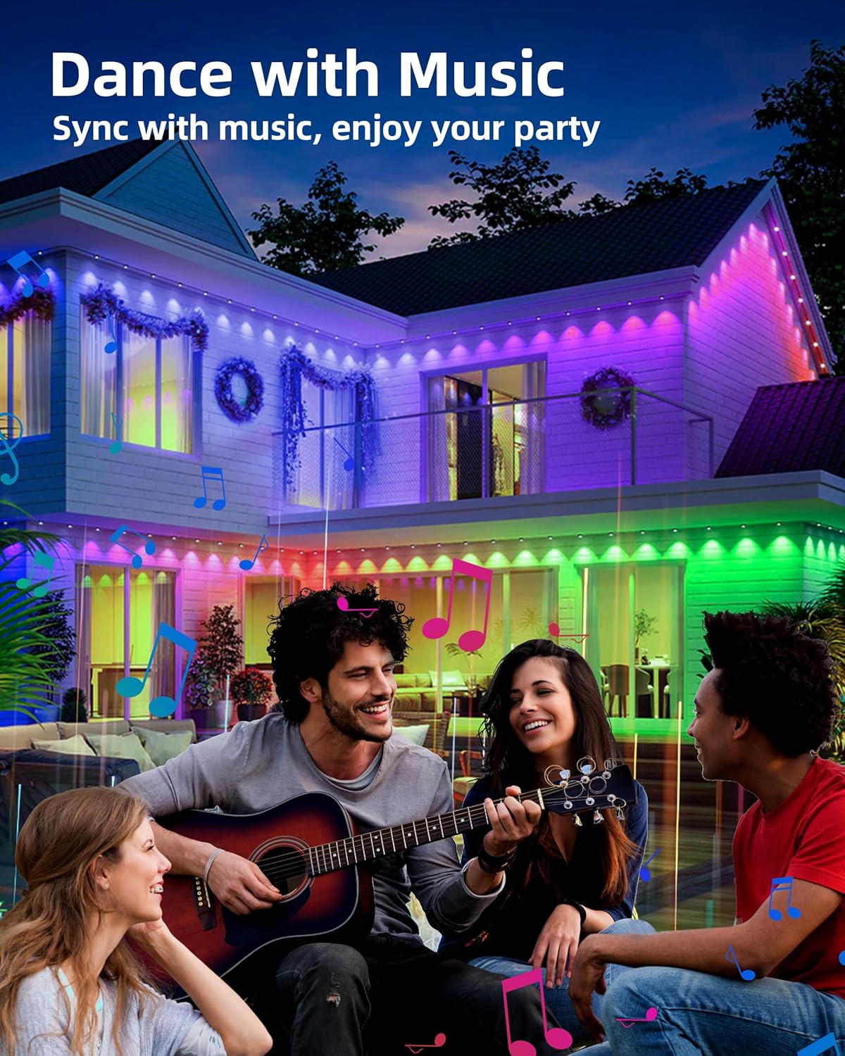 111FT Permanent Outdoor Lights,72 RGB Eaves Lights with App Control Remote, IP65 Waterproof Eternity Eaves Lighting, Outdoor Light for Outside Roofline Decor, Party, Holiday Xmas