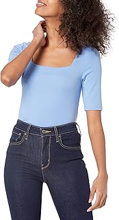 Amazon Essentials Women's Slim-Fit Half Sleeve Square Neck T-Shirt