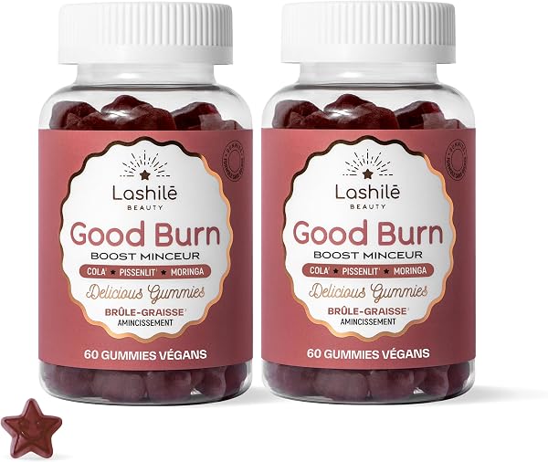 Lashilé Beauty - Complément Alimentaire Minceur - Brûleur De Graisse Puissant - Good Burn - Made in France - Pissenlit, Cola, Moringa, Vitamine C & Zinc - Cure 2 Mois – 120 Gummies - 1