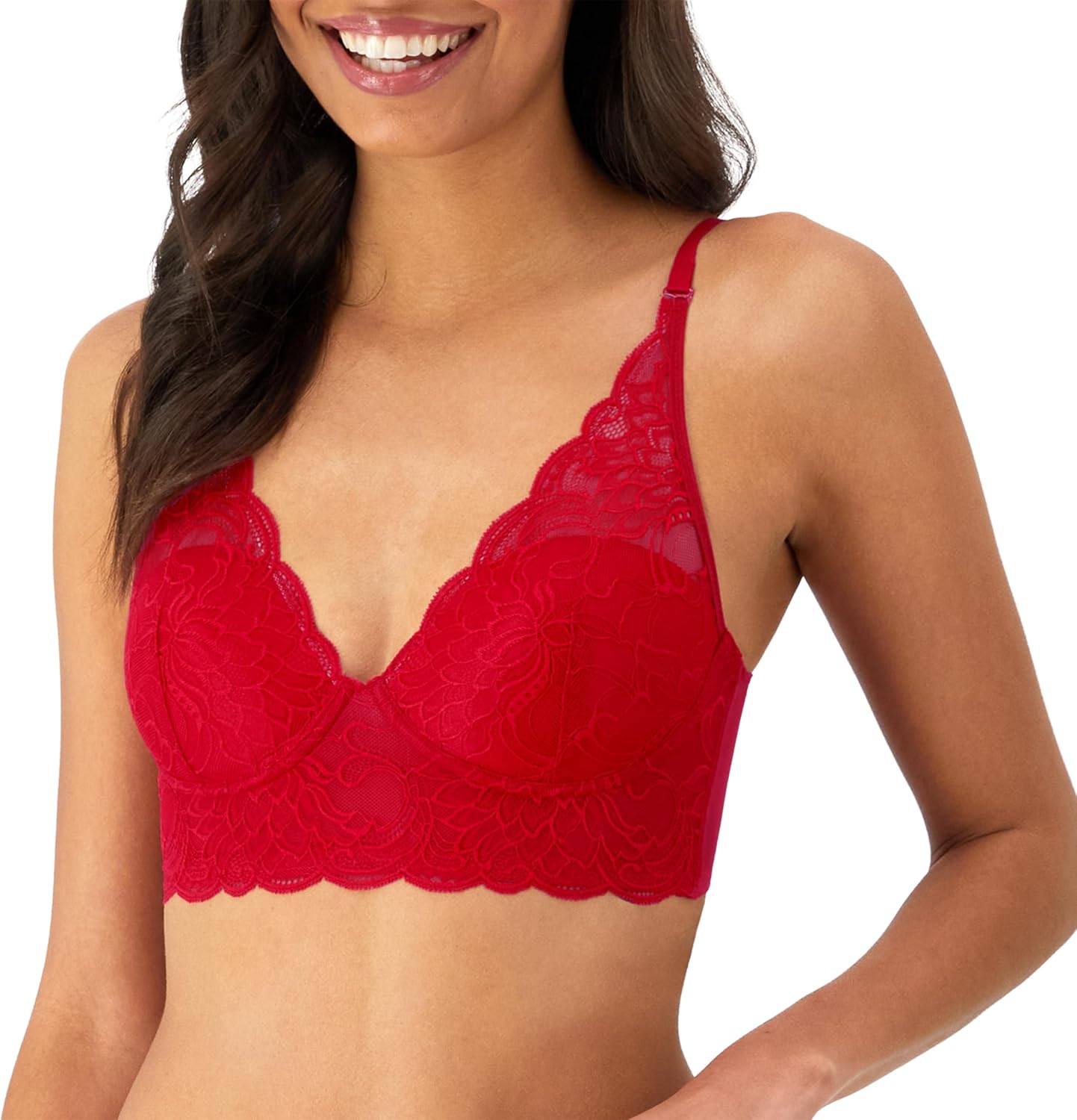 Maidenform Women's Pure Comfort Wireless Lace Longline Bralette, Lightly Lined Convertible Bra