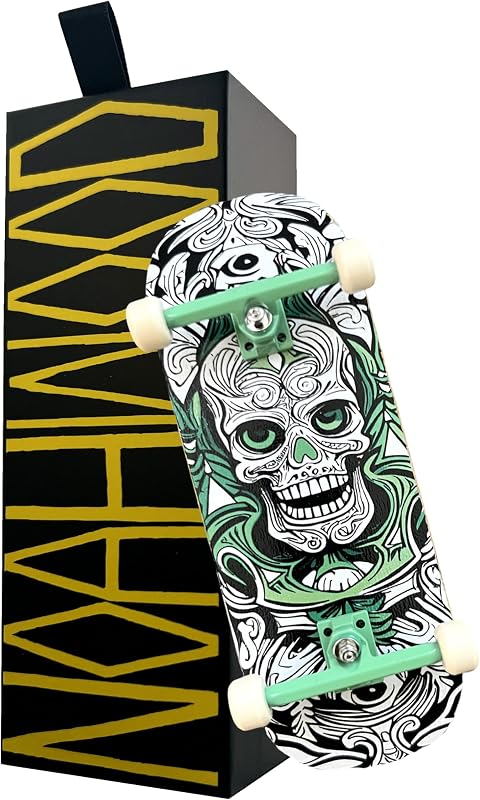NOAHWOOD NW14.0 Fingerboard Complete (Short Nose Short Tail Deck 98x35.5mm 5-Layer Color Maple Pro concave Design Mini Skateboard Deck) +Pro 36mm Hex Mint Truck + Beige ii Wheel (White fingersoul)