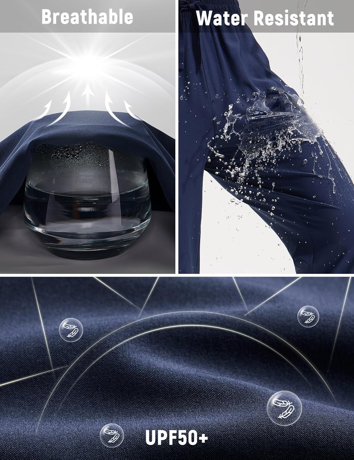 baleaf Men’s Hiking Pants Lightweight Quick Dry Joggers with Pockets Cargo Pants Water Resistant Breathable Jogger - Image 3