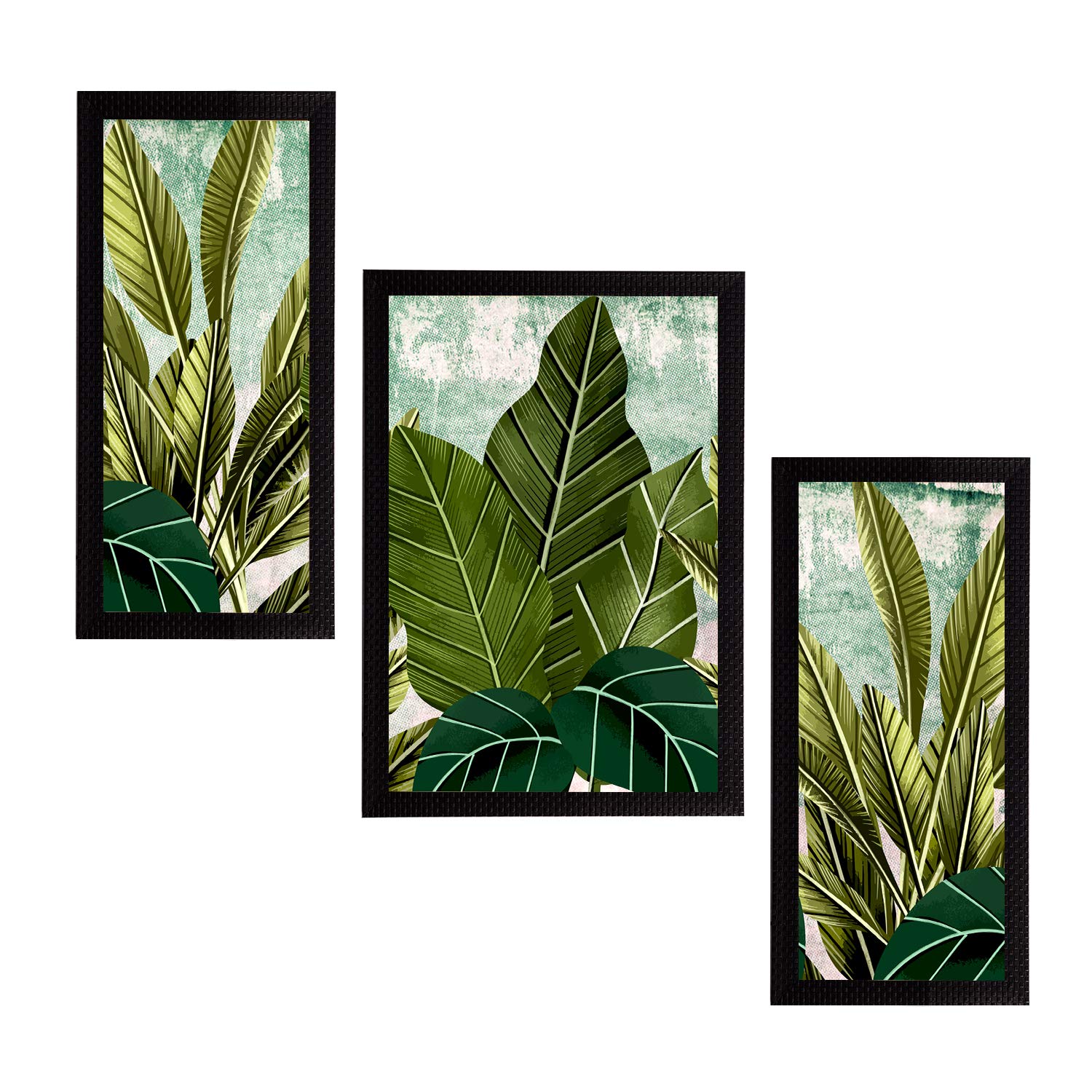 eCraftIndia Set of 3 Botanical and Floral Satin Matt Textured UV Art Painting