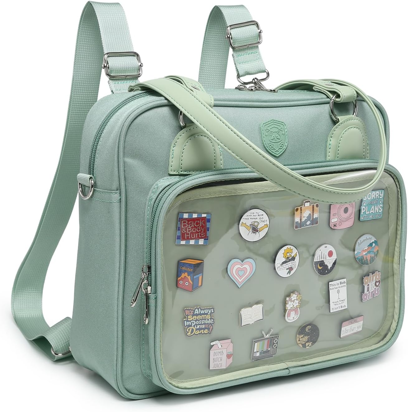 Oxford Ita Bag Crossbody Shoulder Bag Satchel Messenger Backpack Multi-Purpose Pins Display - Image 3