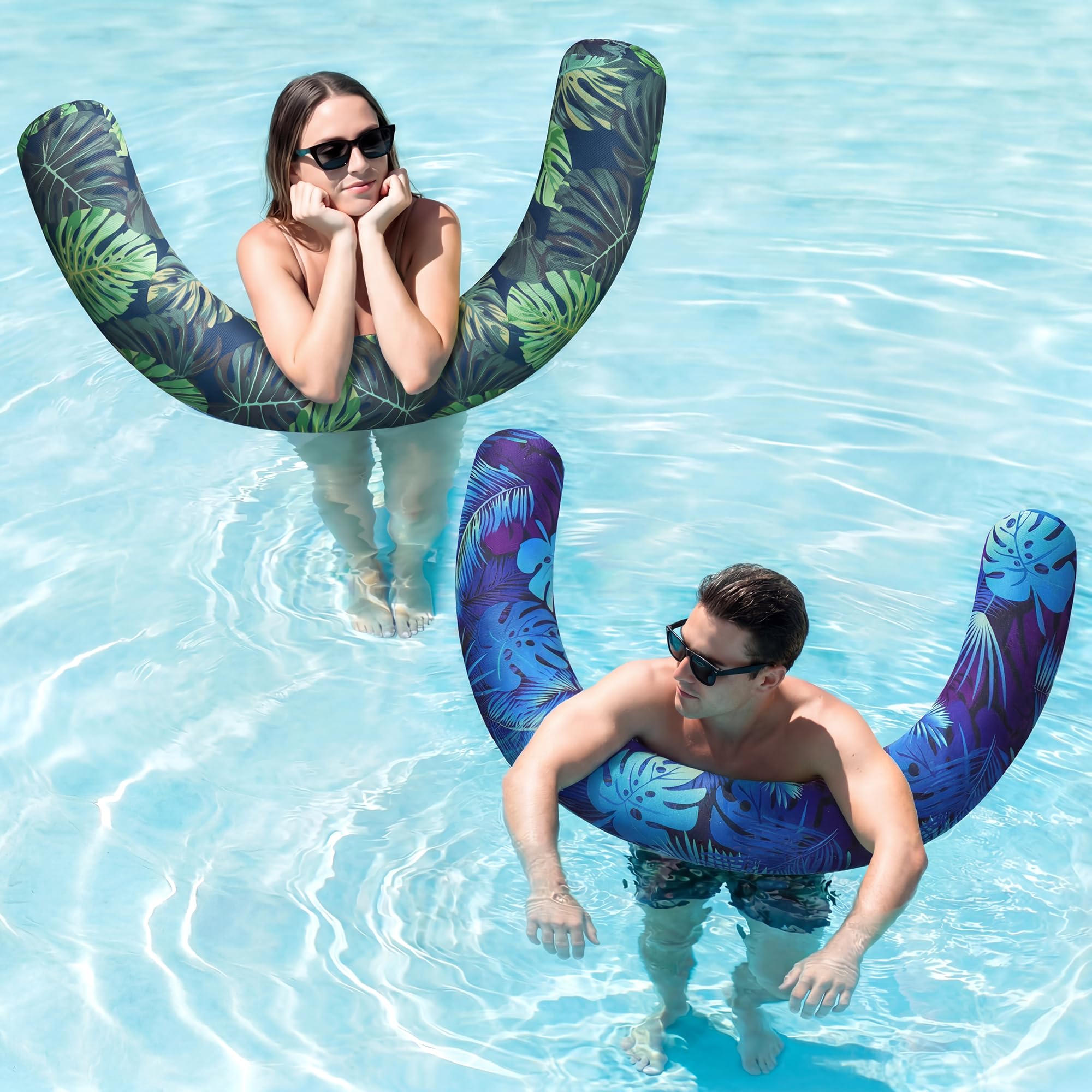 FindUWill 2 Stück gebogene Pool-Nudeln, aufblasbar, mit Stoff überzogene Schwimmnudeln, 94,4 x 48,3 cm, aufblasbares Pool-Schwimmzubehör für Sommer-Wasserparty