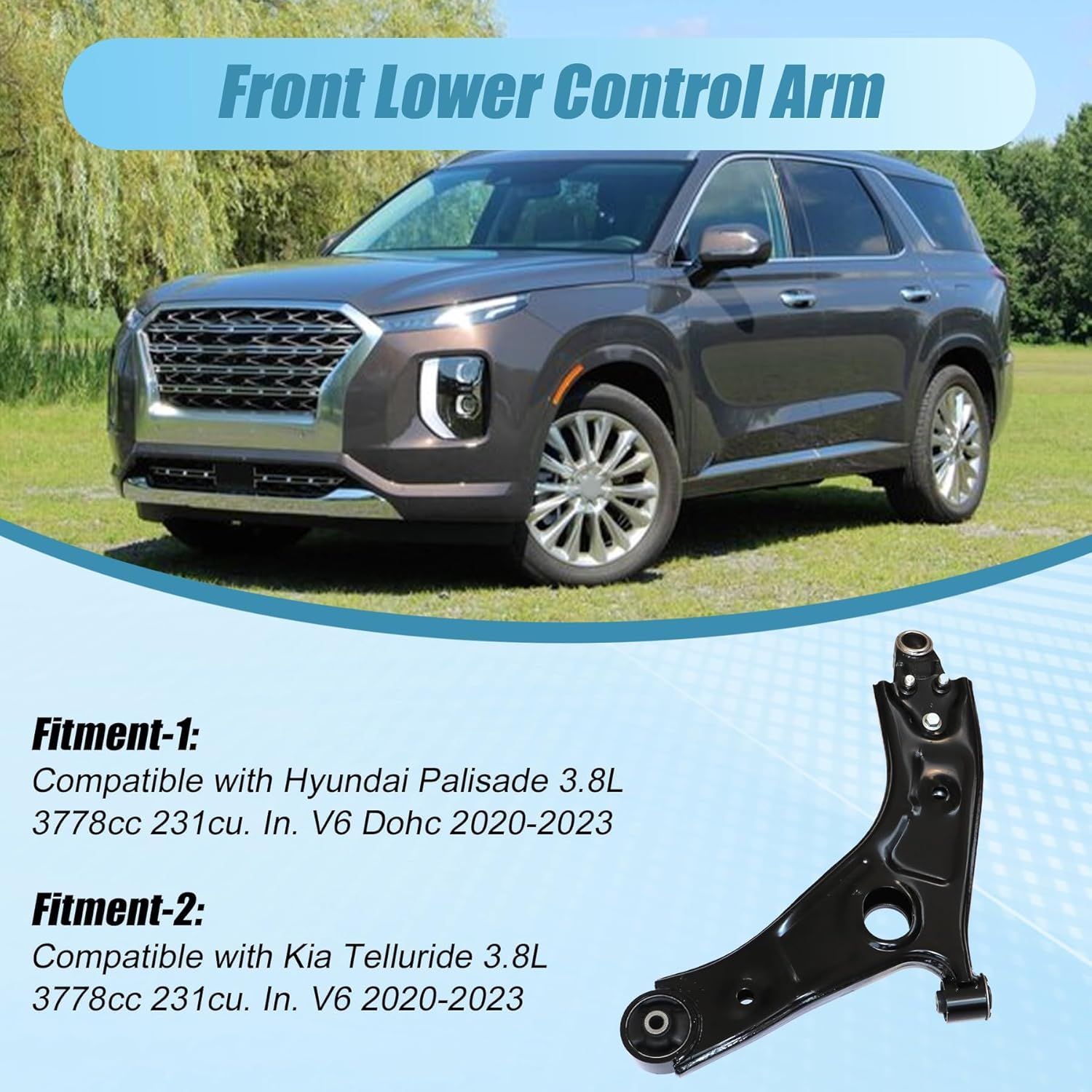 XQSMWF Lower Control Arm Front Right Passenger Side Compatible With Hyundai Palisade 3.8L 2020-2023 Compatible With Kia Telluride 3.8L 2020-2023#54501-S8100 54501S8100