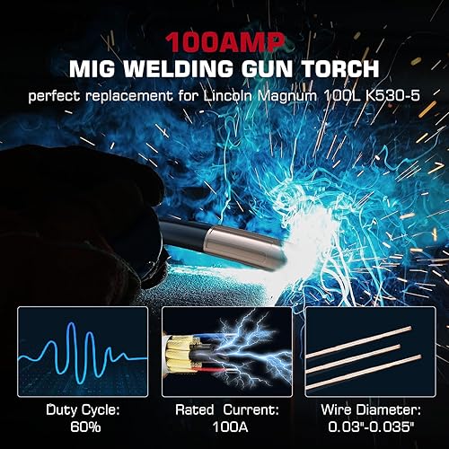 Miniatura 9 de ARCCAPTAIN Para Lincoln Magnum 100L MIG Pistola de soldadura Antorcha Stringer 100Amp 10 pies (9.8 ft) Reemplazo para Lincoln Magnum 100L K530-6