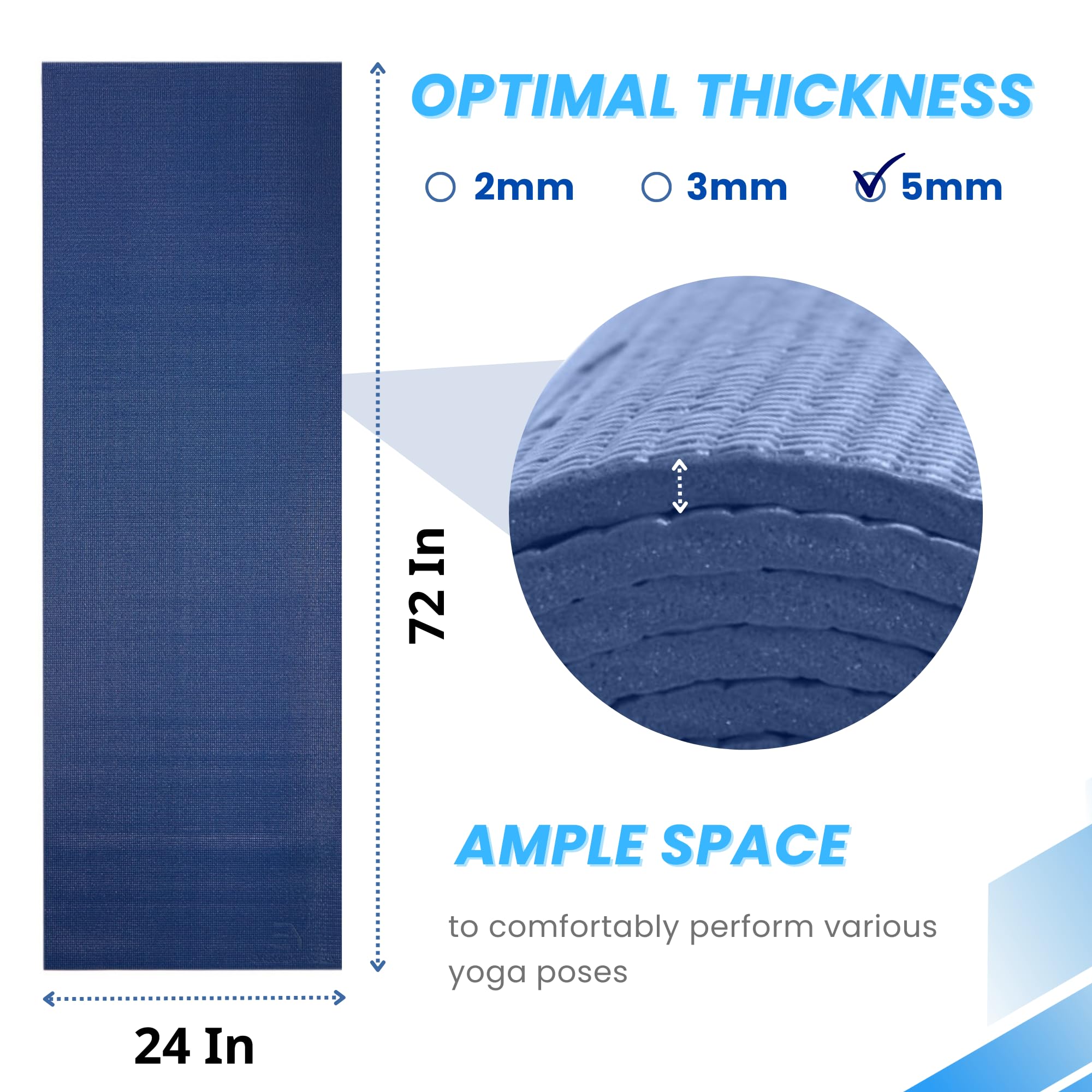 Everyday Yoga Tappetino Deluxe – antiscivolo, ecologico, anti-strappo, spessore 3-5 mm, per yoga, pilates e allenamenti a pavimento